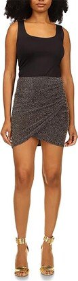 Sparkle Shirred Wrap Skirt (Black/Gold) Women's Skirt