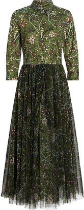 Niditulle Floral Midi-Dress