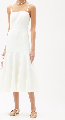 Square-neck Dropped-waist Crepe Dress