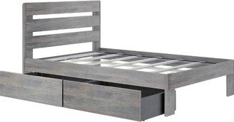 Max & Lily Farmhouse Full Bed with Plank Headboard and Storage Drawers, Driftwood