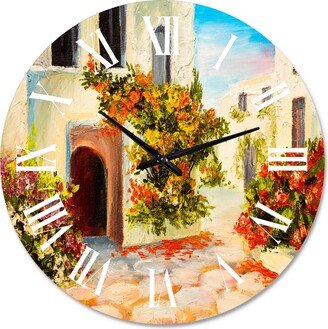 Designart 'Little House On The Mountain With Flowers I' Nautical & Coastal wall clock