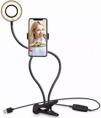 Link Worldwide Link LED Selfie Ring Light with Cell Phone Holder with Flexible Stand & Long Arm for Live Stream/Makeup 3 Light Modes and Brightness Levels - Black