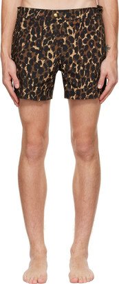 Brown Leopard Swim Shorts