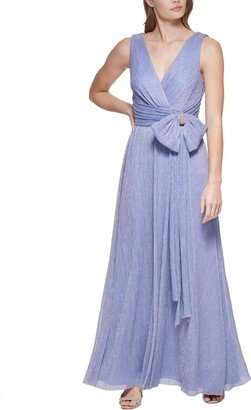 Petites Womens Shimmer Maxi Evening Dress