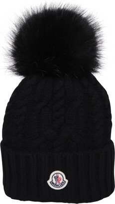 Pom-pom Black Beanie