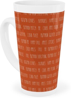 Mugs: Fall Fun Typography - Orange Tall Latte Mug, 17Oz, Orange