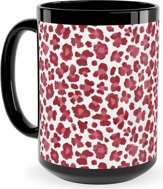 Mugs: Leopard Pattern Print Ceramic Mug, Black, 15Oz, Red