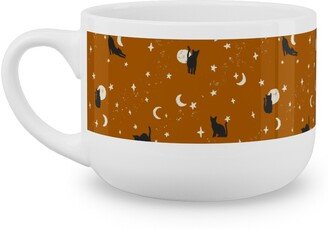 Mugs: Halloween Black Cats - Orange Latte Mug, White, 25Oz, Orange