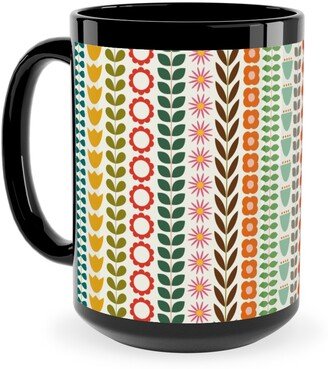 Mugs: Scandinavian Folk Stripe - Multi Ceramic Mug, Black, 15Oz, Multicolor
