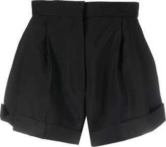 Pleat-Detail Wool Tailored Shorts