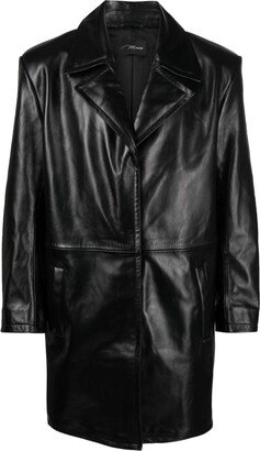 Single-Breasted Leather Coat