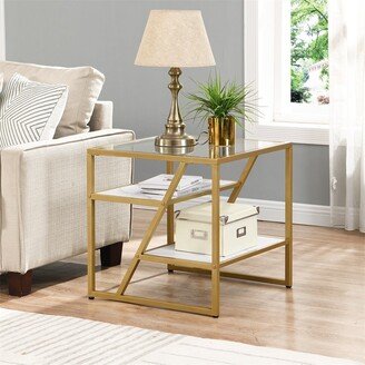 Siavonce Side Table End Table with Storage Shelf Tempered Glass Coffee Table - 21.65* 21.65* 21.85 inch