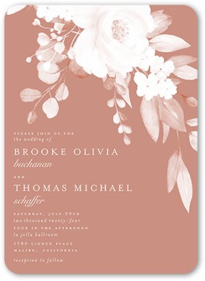 Wedding Invitations: Elegantly Delicate Wedding Invitation, Pink, 5X7, Matte, Signature Smooth Cardstock, Rounded