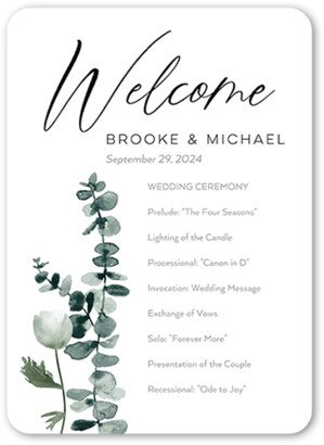 Wedding Program Cards: Minimal Anemone Wedding Program, Black, 5X7 Flat Program, Matte, Signature Smooth Cardstock, Rounded