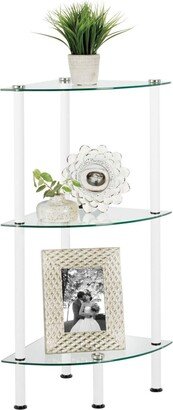 mDesign Glass Corner 3-Tier Tower Cabinet Organizer Shelves - White/clear