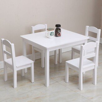 Kids Furniture Children Wood Table and 4 Chairs Set White