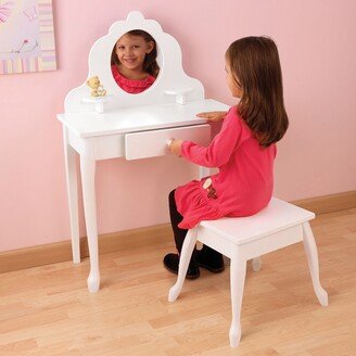 Medium White Diva Vanity Table and Stool Set