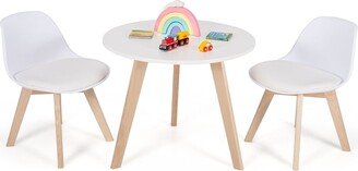 Modern Kids Activity Play Table and 2 Chairs Set with Beech Leg Cushion