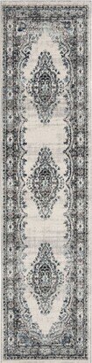 Madison MAD926F Light Grey and Blue 2' x 8' Runner Area Rug