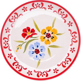 Handmade Primrose Path In Red Ceramic Luncheon Plate
