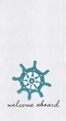 Ships Wheel French Knot Flour Sack Kitchen Towel