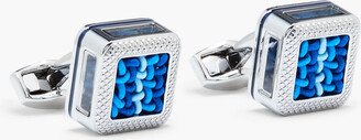 Rhodium-plated, braided cord and Perspex cufflinks