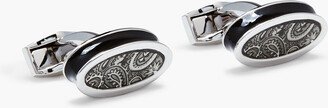 Rhodium-plated enamel cufflinks