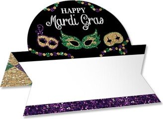 Big Dot of Happiness Mardi Gras - Masquerade Party Tent Buffet Card - Table Setting Name Place Cards - Set of 24