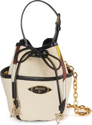 Logo-Plaque Cotton Bucket Bag