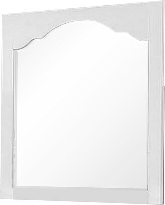 Wall Mirror with Rectangular Wooden Frame and Arched Top, White