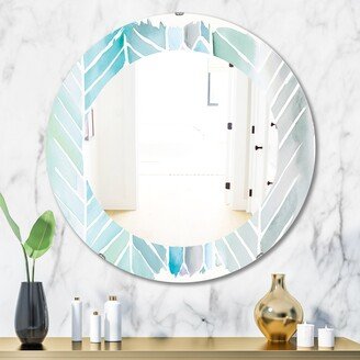 Designart 'Watercolor Geometric Swatch Element IV' Printed Mid-Century Frameless Oval or Round Wall Mirror