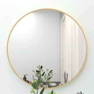 AWZTOO 24 Inch Round Mirror Circle Mirror Aluminum Frame Wall Mirror for Bedroom, Vanity, Living Room, Bathroom, Entryway Wall Decor