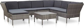 8 Piece Patio Lounge Set with Cushions Poly Rattan Gray - 23.6