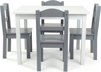 5pc Kids' Wood Table and Chair Set White/Gray