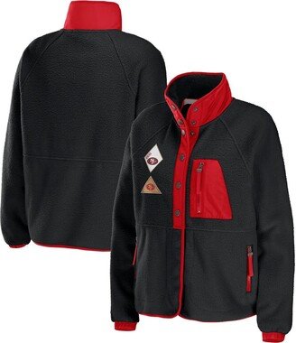 Women's Wear by Erin Andrews Black San Francisco 49ers Polar Fleece Raglan Full-Snap Jacket