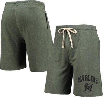 Men's Concepts Sport Green Miami Marlins Mainstream Logo Terry Tri-Blend Shorts