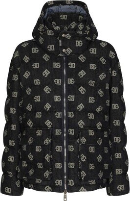 Logo-Jacquard Hooded Puffer Jacket