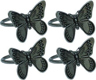 Flutter Spring Butterfly Brass Metal Napkin Rings, Set of 4