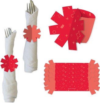 Big Dot Of Happiness Red Confetti Stars Simple Party Paper Napkin Holder Napkin Rings Set of 24