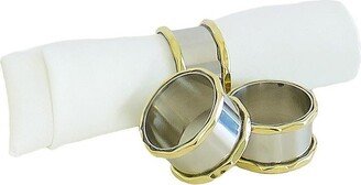 Set of 4 Stainless Steel Napkin Rings with Gold Border, 2