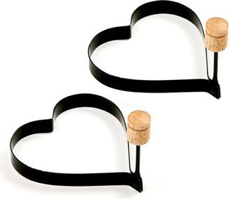 4-Inch Nonstick Heart Shaped Pancake and Egg Rings, Set of 2, Black