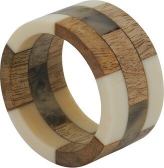 Saro Lifestyle Wood Segments Napkin Ring, Natural (Set of 4)