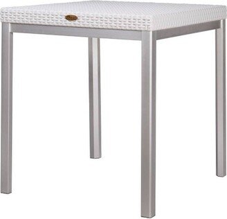 Russ Rattan Square Dining Table with Aluminum Legs - White - Lagoon