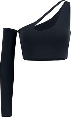 Yes Flâneuse Gwen One-Sleeve Crop Top With Cut-Out Detail Black Beauty