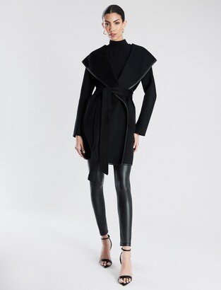 Violet Belted Hooded Wrap Wool Coat