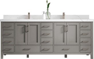 Malibu 84 In. W X 22 D Double Sink Bathroom Vanity in Elephant Skin Gray With Quartz Or Marble Countertop | Modern Vanity Premium Q