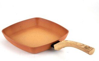 HBV111 11 Inch Forged Aluminum Terracotta Nonstick Coated Griddle Frying Pan Skillet with Bakelite Handle, Copper