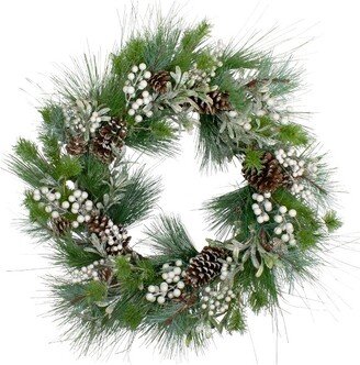 Northlight Glittered White Berry and Pinecone Artificial Christmas Wreath, 30-Inch, Unlit