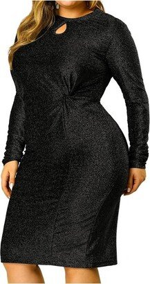 Agnes Orinda Women's Plus Size Party Glitter Cocktail Sequin Midi Bodycon Dress Black 4X