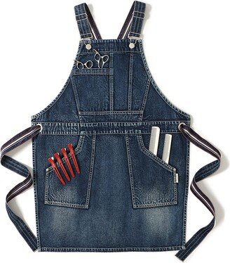 Customized Personalized Thick Denim Apron Barber Haircutter Coiffeur Hair Dresser Work Pinafore For Adults With Pockets 1101